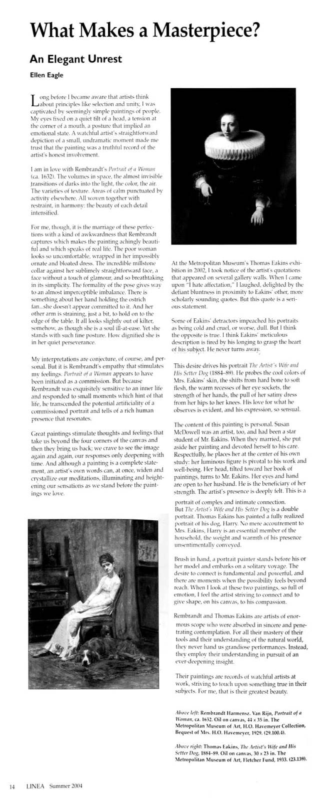 What Makes a Masterpiece? Ellen Eagle